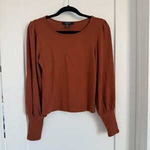 Forever 21 Terracotta Ribbed Long Sleeve Top